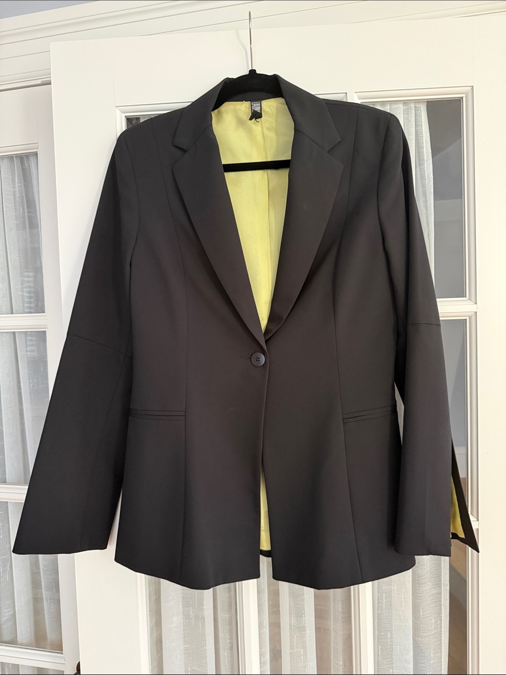 Laundry Black Women's Single-Button Blazer with Lime Green Lining